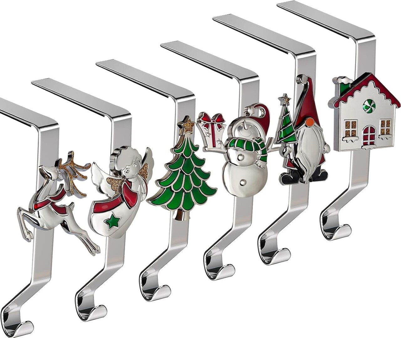 Christmas Stocking Holders Set of 6, Christmas Stocking Holders for Mantle Set of 6, Fireplace Stocking Hangers 6 Pack, Stocking Stand, Farmhouse Rustic Xmas Decorations for Home Indoor